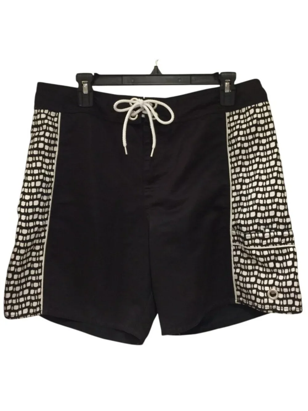 Eddie Bauer Men's Medium Black White Board Shorts Side Pocket